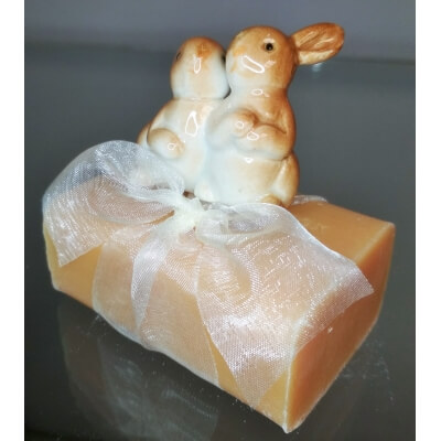 OZDOBNE MYDEŁKO BRĄZ Z KRÓLICZKAMI Z PORCELANY